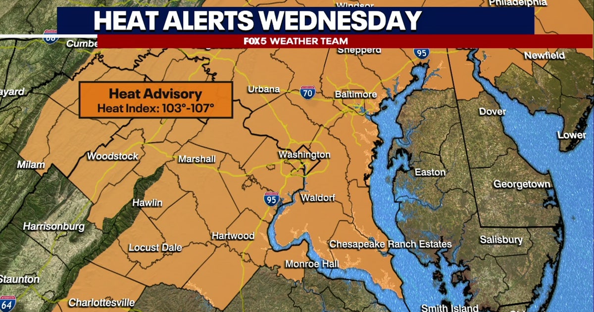 Heat Advisory Wednesday across DC region; heat index values up to 107 ...