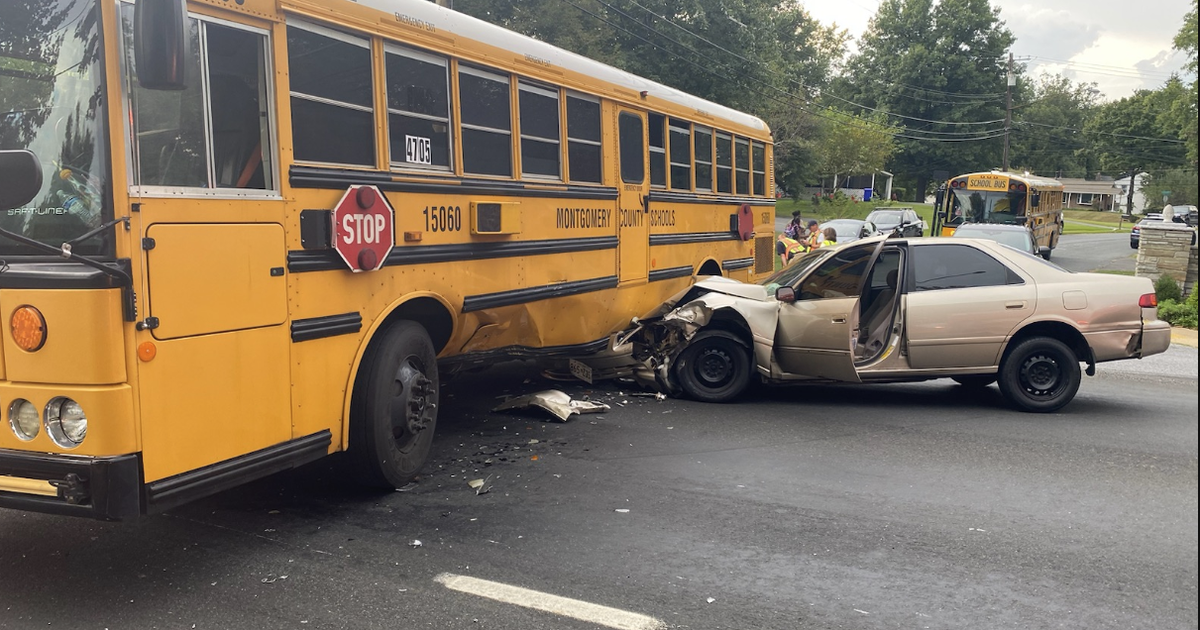 Car collides with Montgomery County school bus with 30 students onboard ...
