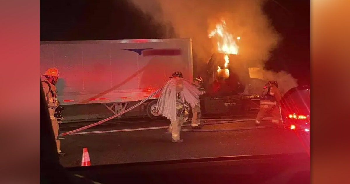 Tractor-trailer cab engulfed in flames on I-95 in Fairfax County | FOX 5 DC