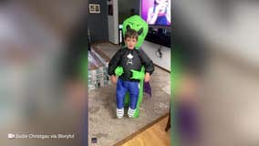 Minnesota boy's performance in alien abduction Halloween costume goes viral