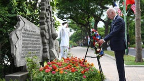 Biden pays respects at John McCain memorial to wrap up Vietnam visit