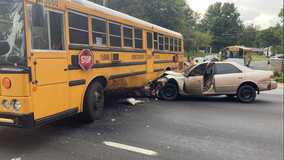 Car collides with Montgomery County school bus with 30 students onboard: police