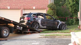 Stolen car bursts into flames after crashing into home in Lorton sparking fire
