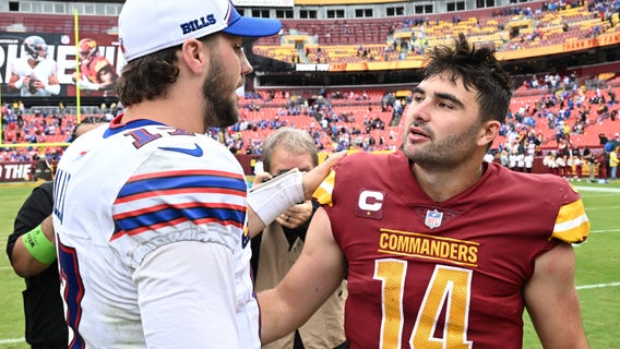 Sam Howell throws 4 interceptions and is sacked 9 times in the Commanders’ 37-3 loss to the Bills