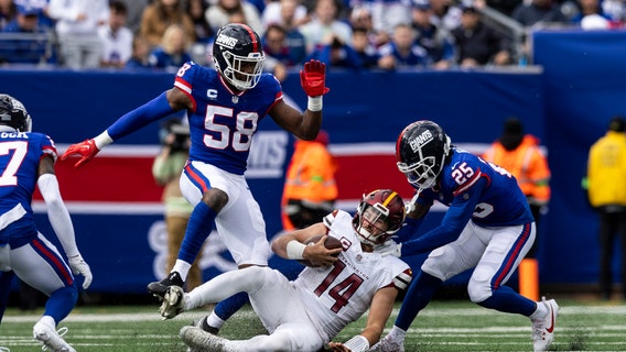 Commanders lose 14-7 as Giants defense stifles Howell with 6 sacks