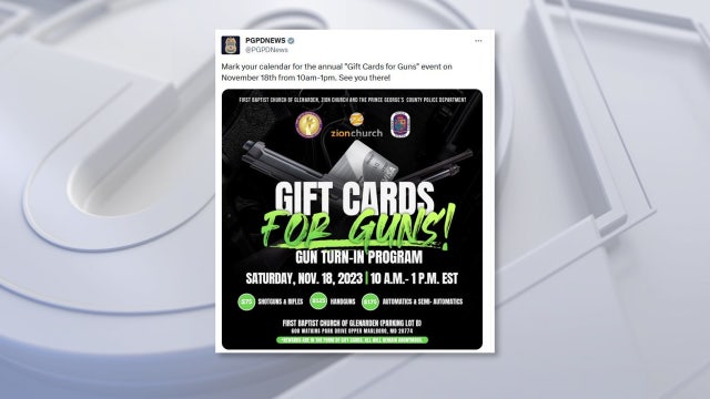 Maryland church, police hold Gift Cards for Guns buyback program