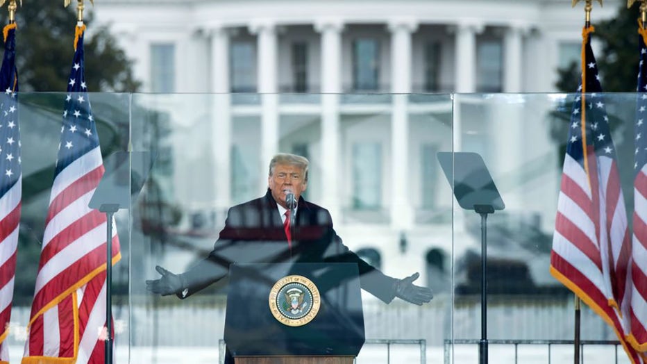 FILE - U.S. President Donald Trump speaks to supporters from The Ellipse near the White House on January 6, 2021, in Washington, DC. (Photo by BRENDAN SMIALOWSKI/AFP via Getty Images)