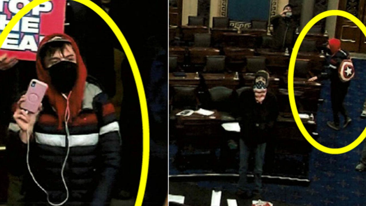 男子佩戴美国队长背包，在国会骚乱期间从参议员办公桌上盗走物品，FBI表示