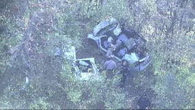 Vehicle crashes into wooded area off I-270 in Gaithersburg