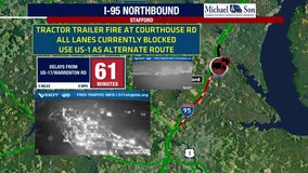Fiery tractor-trailer crash closes portion of I-95 in Stafford County