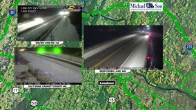 Snow falls in western Maryland early Tuesday morning