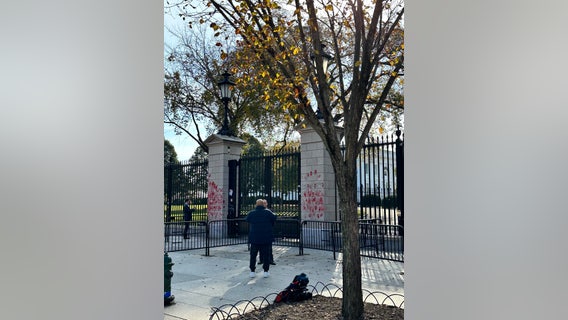 Pro-Palestine graffiti left near White House after thousands gathered for weekend protest