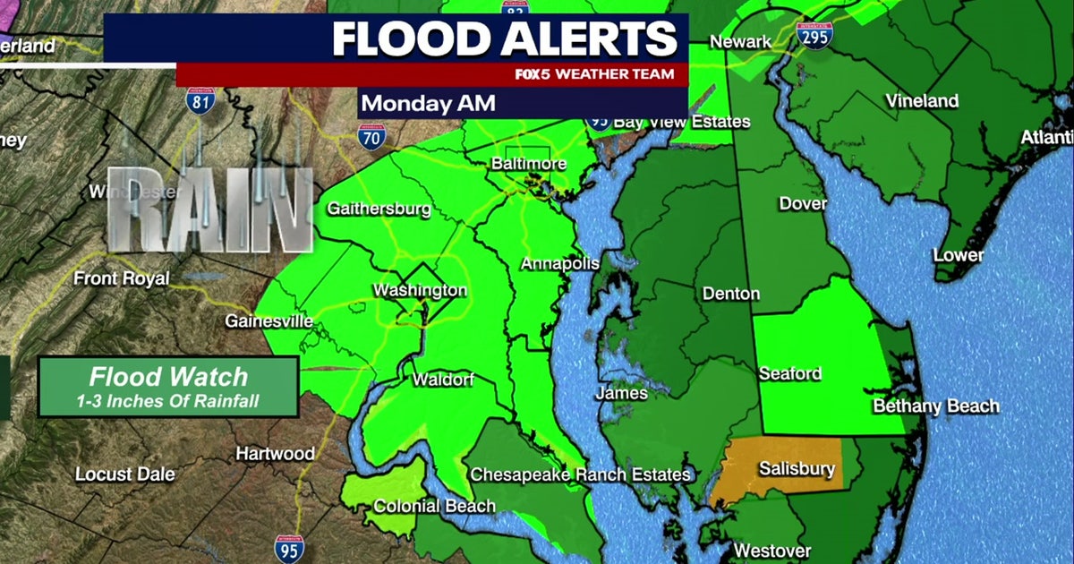 Rain, wind, flooding concerns across DC region Monday | FOX 5 DC