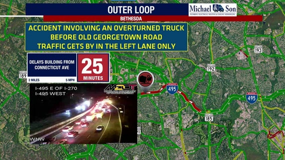 Crashes along DC beltway in Bethesda causes delays during morning commute