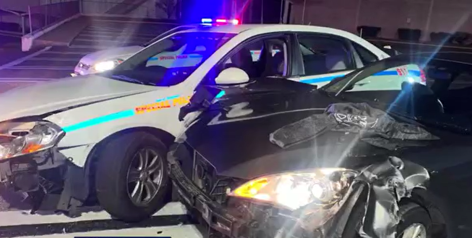 Suspect in custody after ramming stolen car into police cruisers at Prince George's County Taco Bell