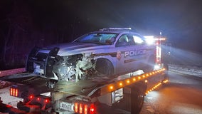 Two police cruisers hit overnight in Montgomery County