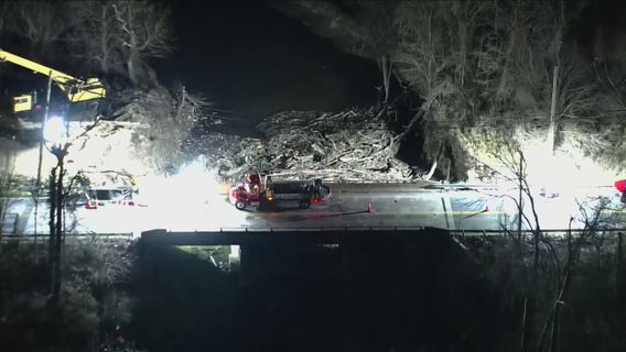 Maryland bridge damaged during washout caused by logjam debris; emergency roadwork underway