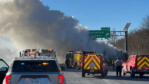 Route 267 eastbound in Leesburg shutdown due to tractor trailer fire