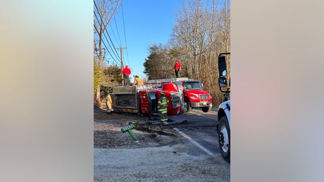Diesel truck overturns, small fuel spill in Waldorf: police