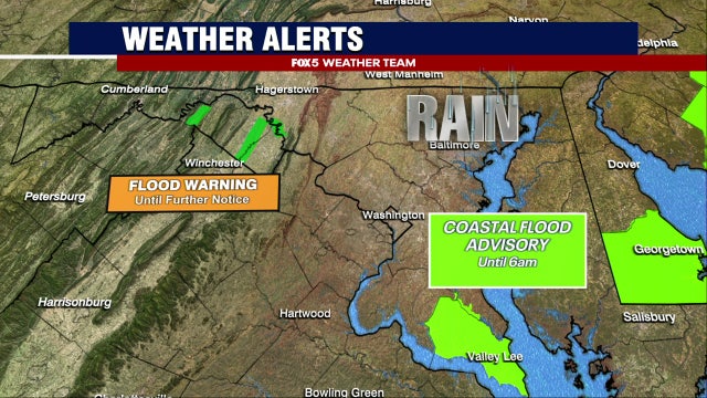 Weekend rain brings flooding concerns to parts of Maryland, Virginia