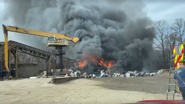 Fairfax County Fire units respond to large scrap pile fire in Lorton area