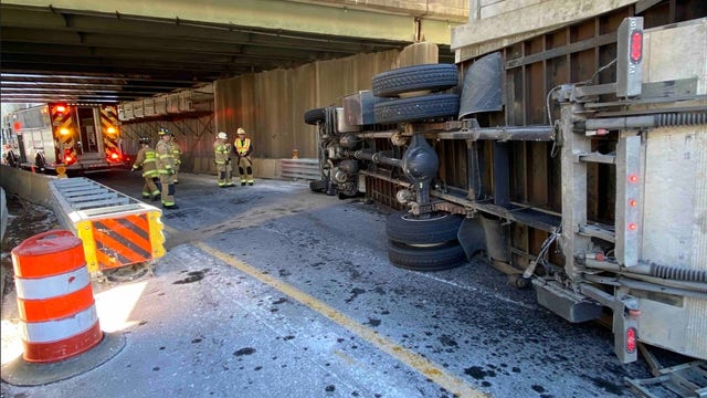 Ramp closed after truck overturns on Rt. 267