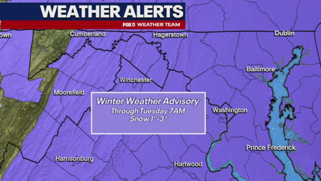 Winter weather advisory: More snow for DC, Maryland, Virginia as Arctic air brings another cold blast