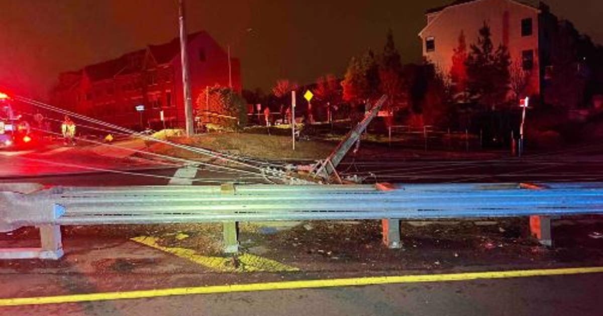 Roads closed, power outages after car hits utility pole in Fairfax ...