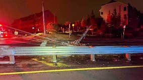 Roads closed, power outages after car hits utility pole in Fairfax County