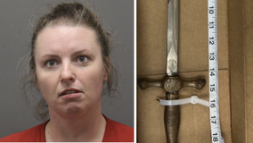Virginia woman arrested for swinging medieval sword at police officer and neighbor