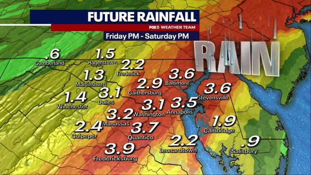 DC weather: Rain expected late Friday night through Saturday afternoon; Flood Watch in effect