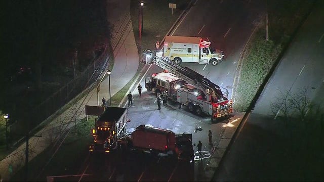 Dump truck, box truck collide causing traffic mess in Bethesda