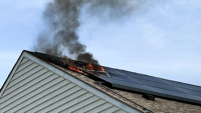 Fire burns solar panels on roof of Maryland home