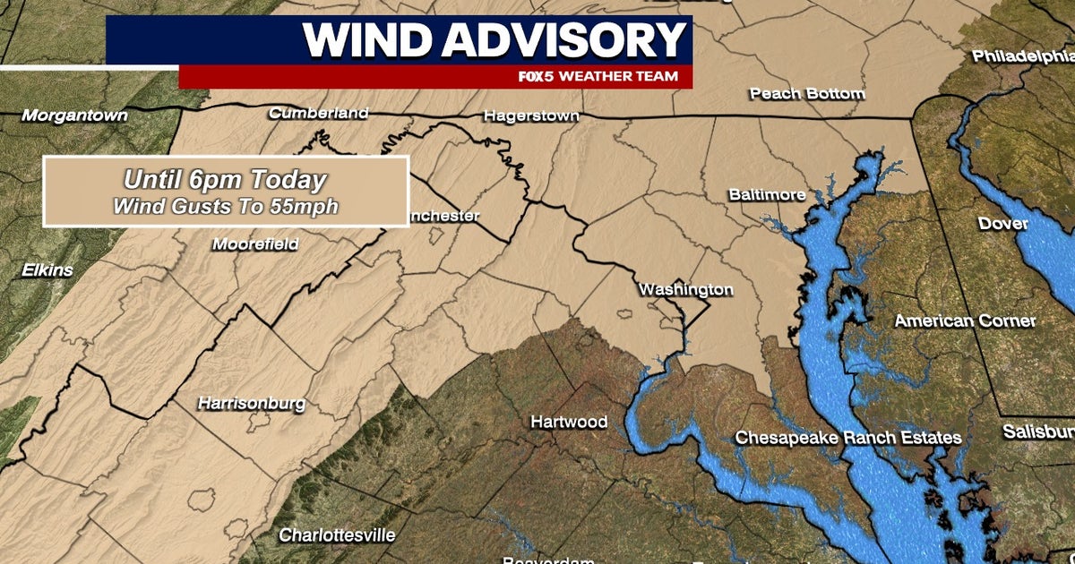 Wind Advisory in place across DC region with gusts to reach 50-55 mph ...