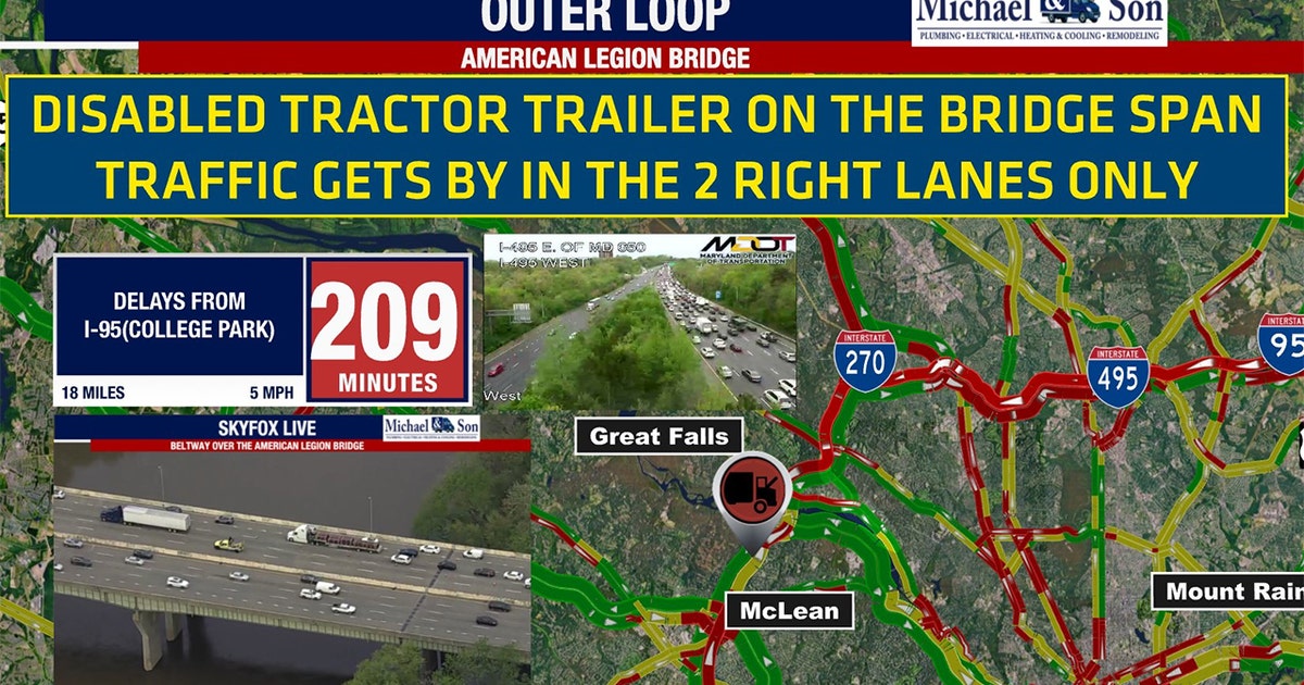 3-hour traffic delays on 495 in Virginia after roadwork, disabled ...
