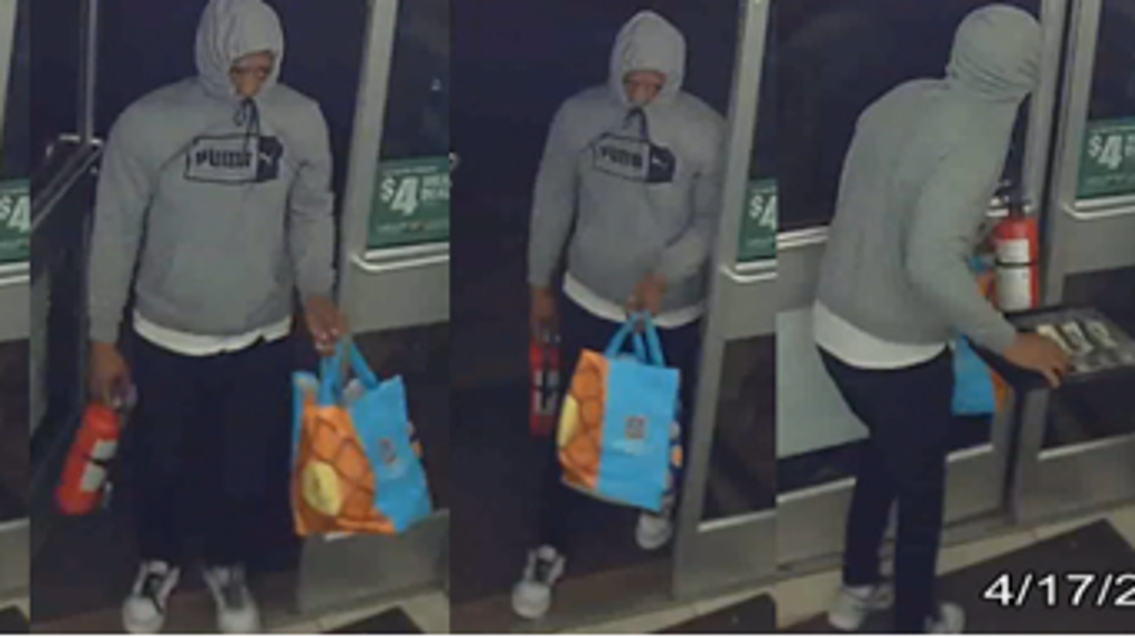 New surveillance photos show suspect accused of using fire extinguisher in DC robberies