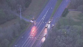 Road closed after car crashes into utility pole in Fairfax County