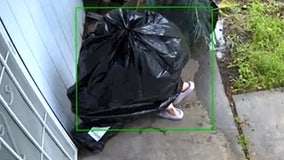Watch: Thief disguised as trash bag steals package
