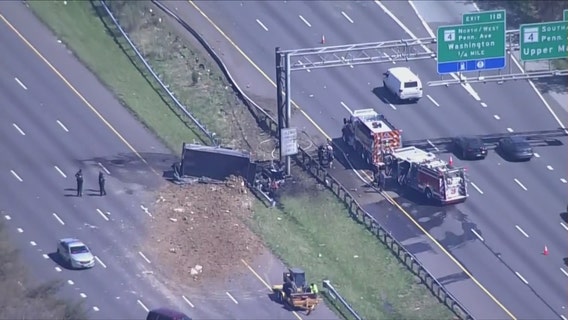 Driver, child hospitalized in fiery head-on crash along I-495 in Prince George's County