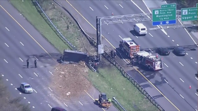 Driver, child hospitalized in fiery head-on crash along I-495 in Prince George's County