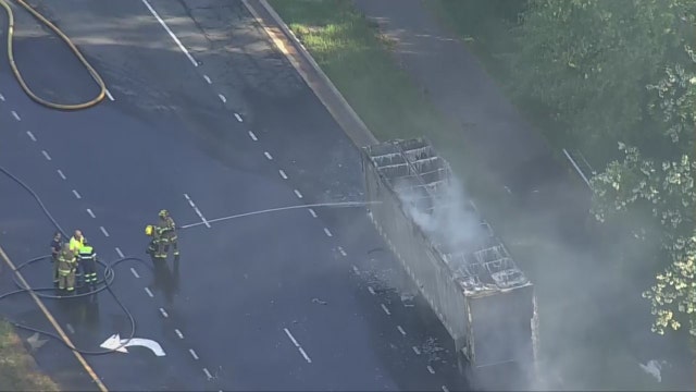 Virginia tractor-trailer fire causes delays