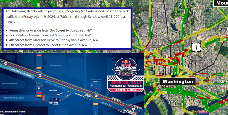 DC road closures ahead of Red Bull Showrun and National Cannabis Festival