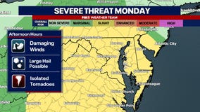 Isolated thunderstorms Sunday with severe weather threat for Memorial Day