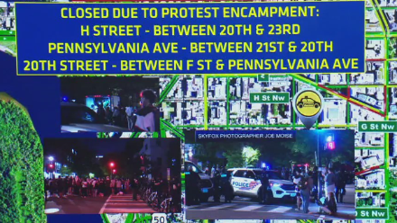DC road closures near pro-Palestine encampment at George Washington University