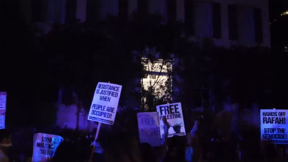 Protesters march to GWU president's Northwest home over unmet demands