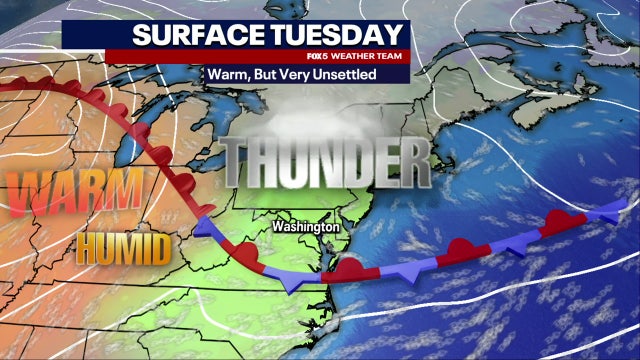 Warm, humid Tuesday with chance of showers, thunderstorms