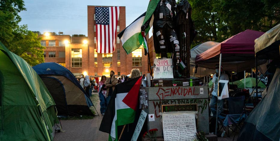 GWU threatens to suspend students for trespassing in pro-Palestine encampment