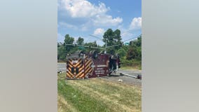 3 hospitalized after ambulance overturns in crash in Prince George's County