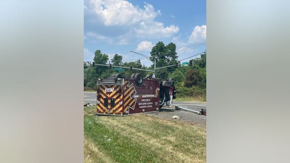 3 hospitalized after ambulance overturns in crash in Prince George's County