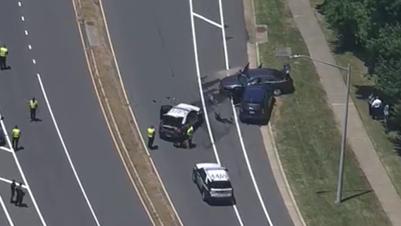 Suspect steals police cruiser, crashes into another police cruiser in Fairfax